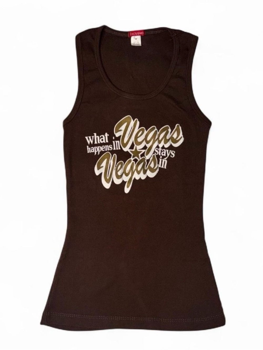 Y2K Brown Cotton Ribbed Tank Top